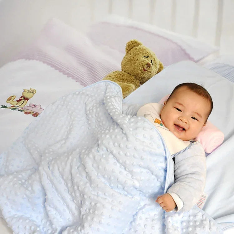 Doppellagige Baby-Strickfleece-Decke für Frühling und Herbst
