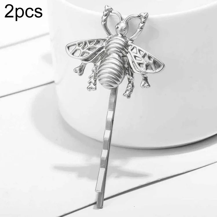 2 Stück Retro-Haaraccessoires, modische, elegante, matte Bienen-Haarspangen