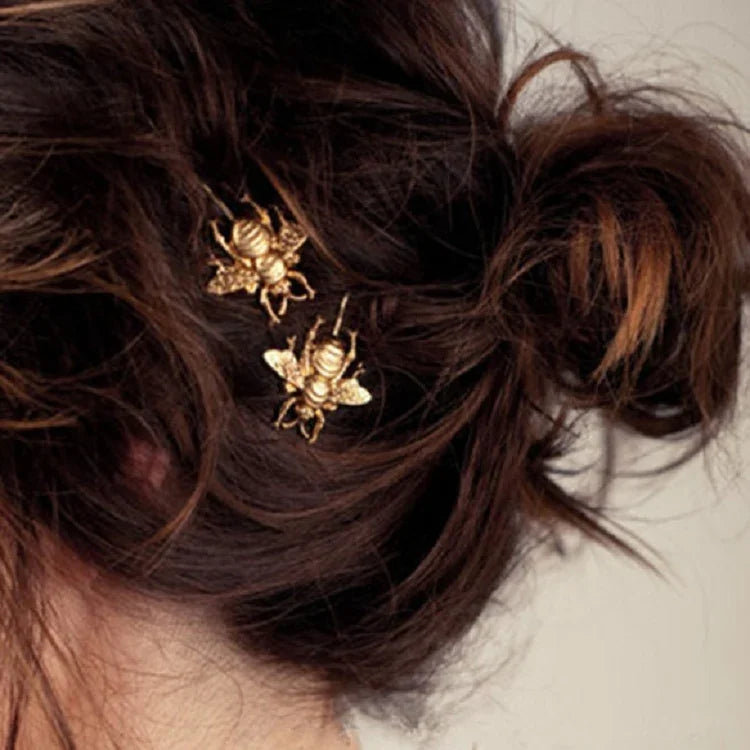2 Stück Retro-Haaraccessoires, modische, elegante, matte Bienen-Haarspangen