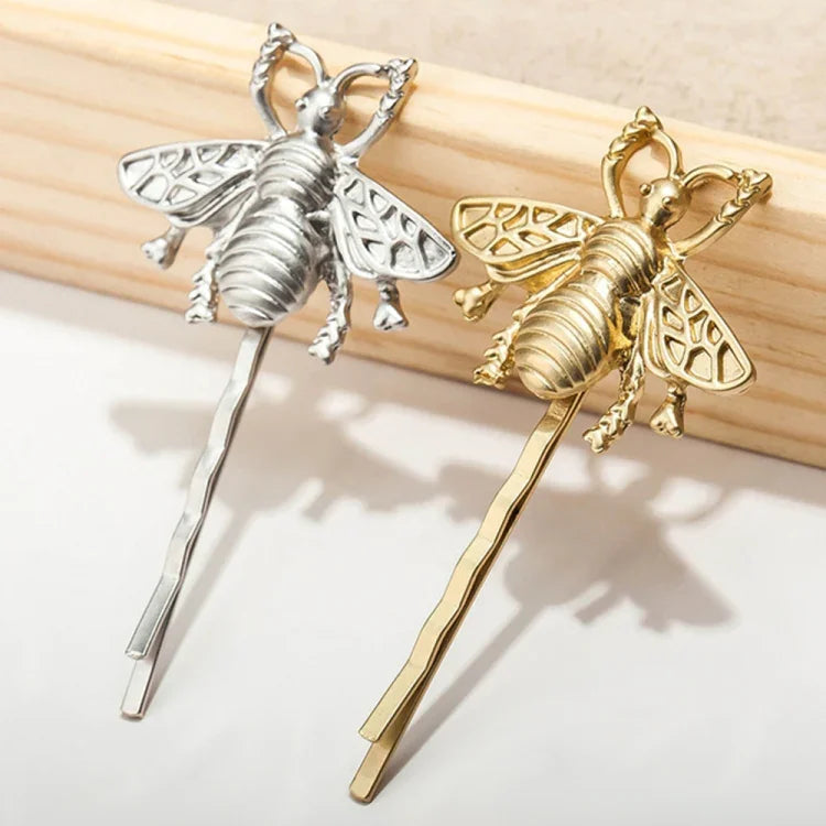 2 Stück Retro-Haaraccessoires, modische, elegante, matte Bienen-Haarspangen