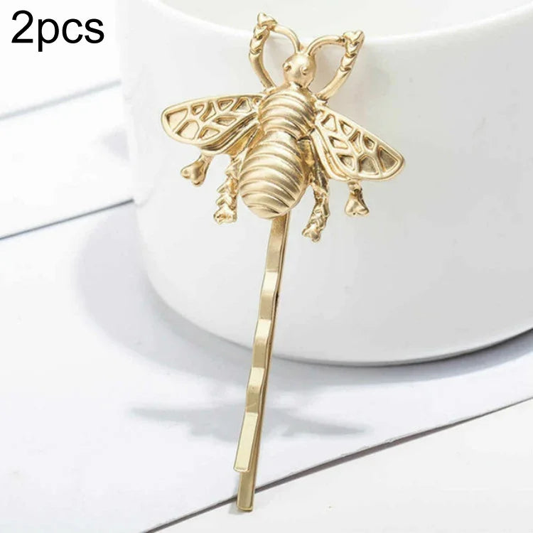 2 Stück Retro-Haaraccessoires, modische, elegante, matte Bienen-Haarspangen