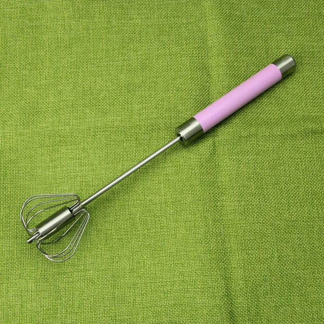 Edelstahl Halbautomatischer Rühr-Schneebesen, 30cm, zufällige Farbauswahl, Eierschläger