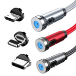 CC56 Staubstecker Drehbarer Magnetdraht, Kabellänge: 2m, 2m Android-Kopf, 2m Micro-USB, 2m Typ-C-Kopf, 2m 8-Pin-Kopf, 2m Leine+Drei Köpfe, 2m + 8Pin + Typ-C/USB-C + Micro USB, 2m Leine