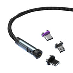 CC57 540 Grad drehbares magnetisches Schnelllade-Datenkabel, 1m + 8 Pin + Type-C/USB-C + Micro USB + Rot, 1m + Type-C/USB-C + Micro USB + Schwarz, 2m + Type-C/USB-C + Micro USB + Rot, 2m + Type-C/USB-C + Micro USB + Schwarz