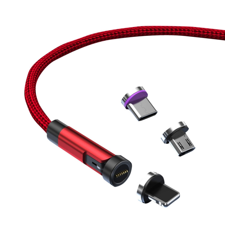 CC57 540 Grad drehbares magnetisches Schnelllade-Datenkabel, 1m + 8 Pin + Type-C/USB-C + Micro USB + Rot, 1m + Type-C/USB-C + Micro USB + Schwarz, 2m + Type-C/USB-C + Micro USB + Rot, 2m + Type-C/USB-C + Micro USB + Schwarz