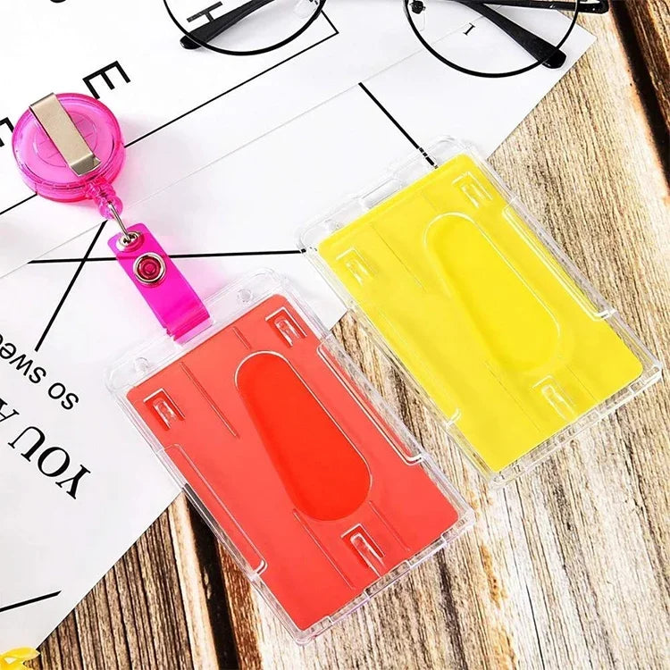 20 Stück harter Plastik-Ausweiskartenhalter Integrierter Spritzguss-Transparenter Doppelseitiger Kartenhalter, Vertikal Typ PS