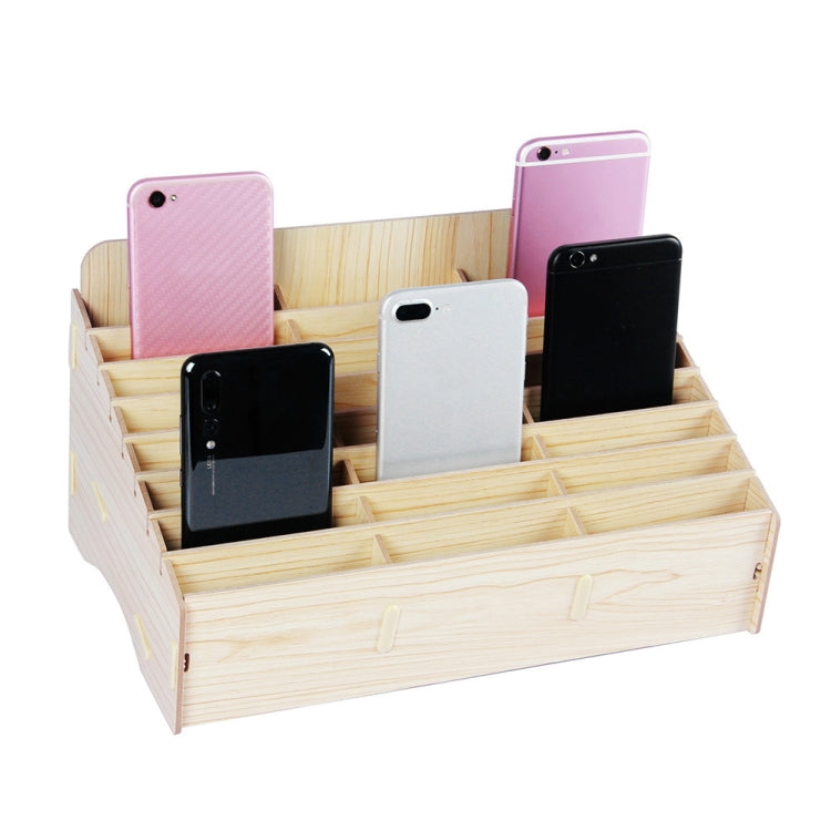 2 Stück Holz Konferenz Klassenzimmer Handy Organizer Desktop Aufbewahrungsbox, Weißeiche 24 Fächer