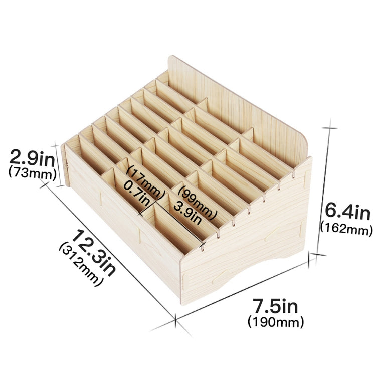 2 Stück Holz Konferenz Klassenzimmer Handy Organizer Desktop Aufbewahrungsbox, Weißeiche 24 Fächer