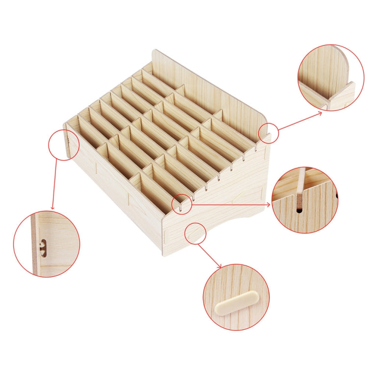 2 Stück Holz Konferenz Klassenzimmer Handy Organizer Desktop Aufbewahrungsbox, Weißeiche 24 Fächer