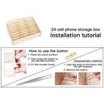 2 Stück Holz Konferenz Klassenzimmer Handy Organizer Desktop Aufbewahrungsbox, Weißeiche 24 Fächer