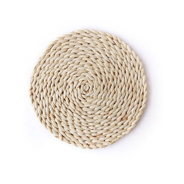 2 Stück rutschfeste, handgewebte Tischsets aus Naturmais, verdickt, isoliert, hitzebeständig, als Untersetzer und Topfuntersetzer, rund, 10 cm, rund, 22 cm, rund, 35 cm