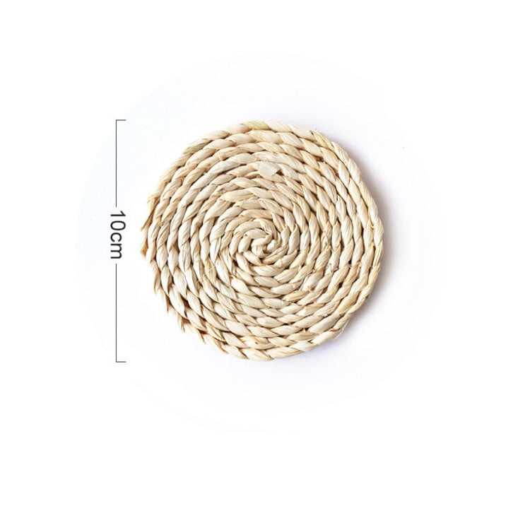 2 Stück rutschfeste, handgewebte Tischsets aus Naturmais, verdickt, isoliert, hitzebeständig, als Untersetzer und Topfuntersetzer, rund, 10 cm, rund, 22 cm, rund, 35 cm