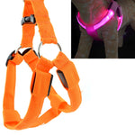 Doppelseitiges LED-Licht-Haustiergeschirr aus Nylon, Brustgurt für Katzen und Hunde, Größen S und M