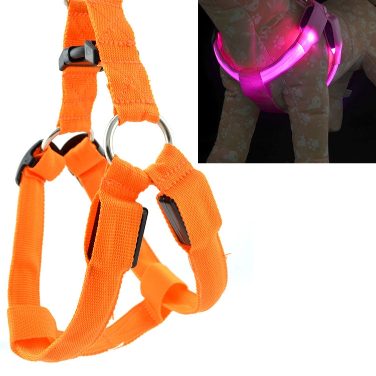 Doppelseitiges LED-Licht-Haustiergeschirr aus Nylon, Brustgurt für Katzen und Hunde, Größen S und M