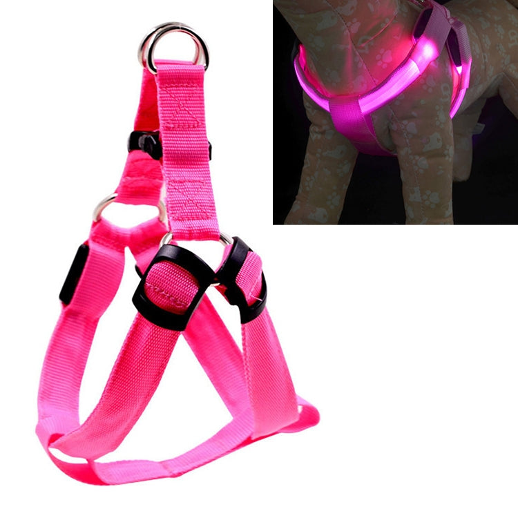 Doppelseitiges LED-Licht-Haustiergeschirr aus Nylon, Brustgurt für Katzen und Hunde, Größen S und M
