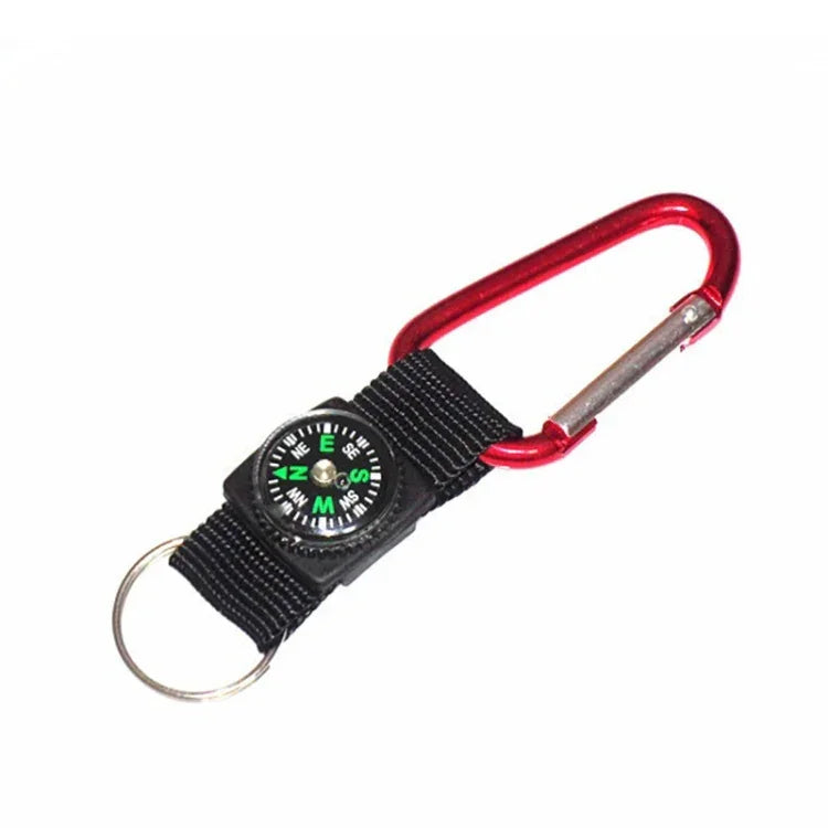 5 Stk. Outdoor-Karabiner aus Aluminiumlegierung, Mini, praktisch, mit Kompass und Schlüsselring, zufällige Farbauswahl