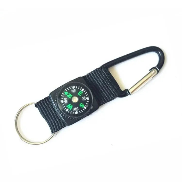 5 Stk. Outdoor-Karabiner aus Aluminiumlegierung, Mini, praktisch, mit Kompass und Schlüsselring, zufällige Farbauswahl