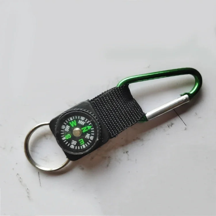 5 Stk. Outdoor-Karabiner aus Aluminiumlegierung, Mini, praktisch, mit Kompass und Schlüsselring, zufällige Farbauswahl