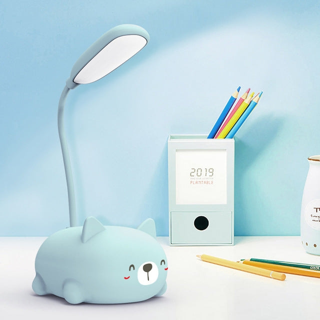 Cartoon Katzen Design LED Augenschutz Leselampe USB Wiederaufladbare Schreibtischlampe, Blau, Weiß, Grün, Pink