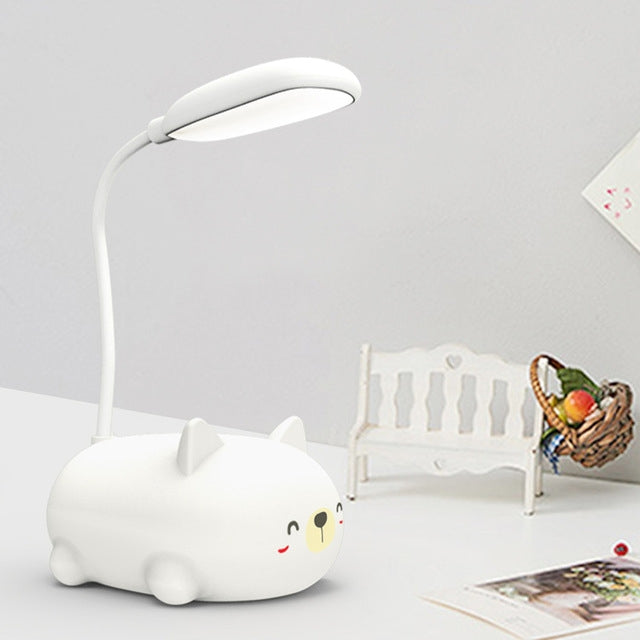 Cartoon Katzen Design LED Augenschutz Leselampe USB Wiederaufladbare Schreibtischlampe, Blau, Weiß, Grün, Pink