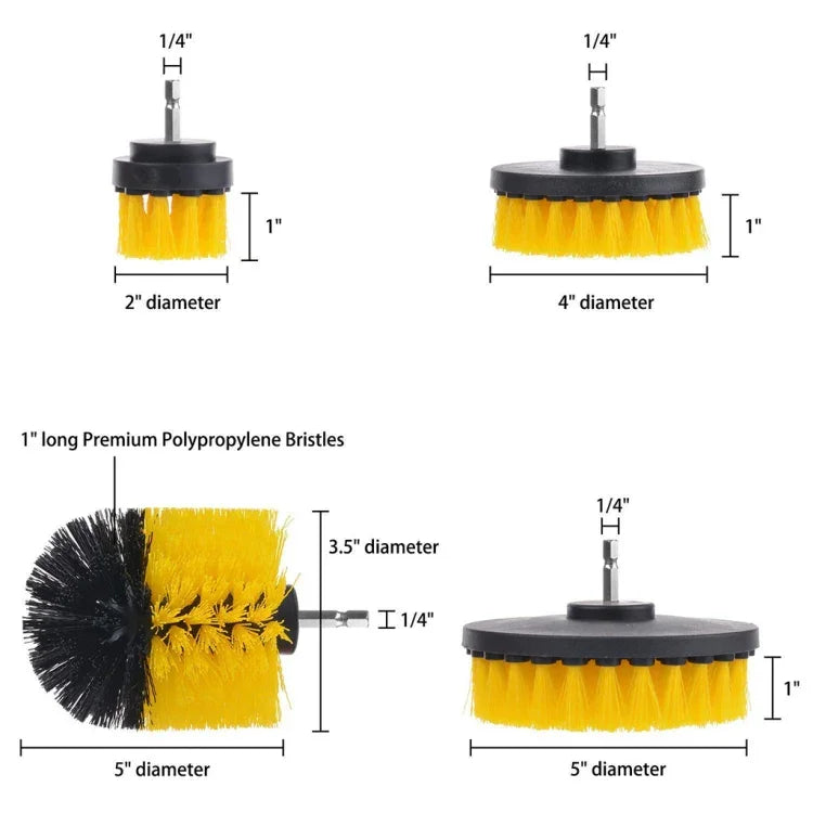 19-in-1-Haushalts-Nylon-Sechskant-Bürstenpads für elektrische Bohrmaschinen, Scheuer- und Schleifscheiben-Sets, 19 in 1