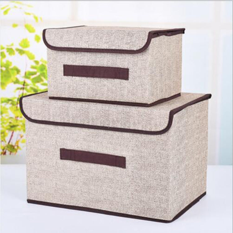 2-in-1 Baumwollstoff-Würfel-Aufbewahrungsbox Stickerei Wäschekorb Schrank Vitrinenhalter Spielzeug-Organizer