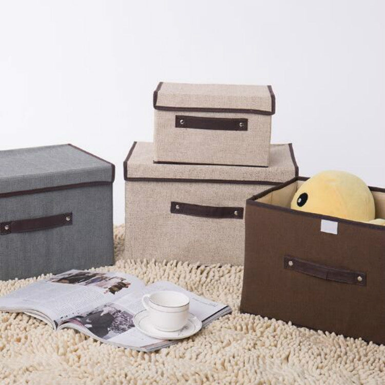 2-in-1 Baumwollstoff-Würfel-Aufbewahrungsbox Stickerei Wäschekorb Schrank Vitrinenhalter Spielzeug-Organizer