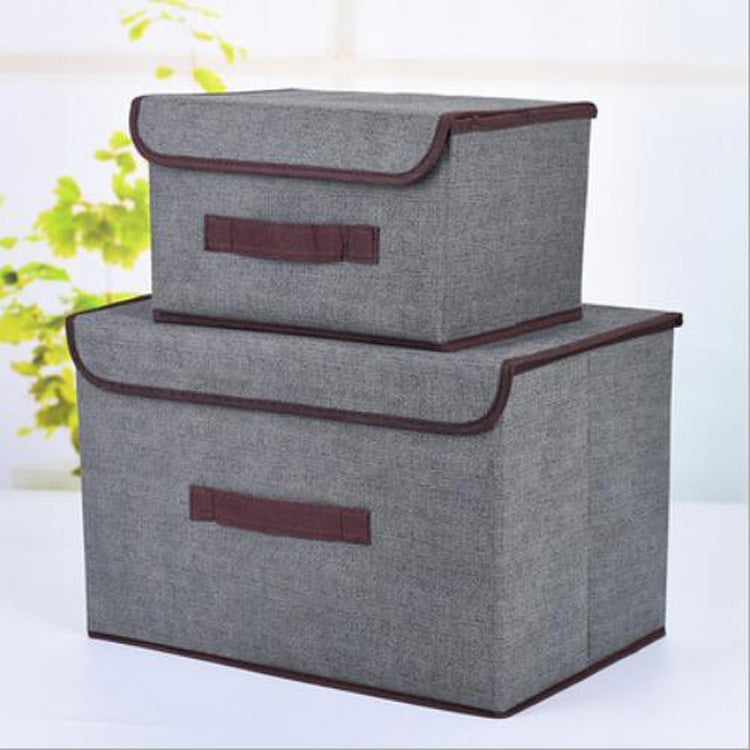 2-in-1 Baumwollstoff-Würfel-Aufbewahrungsbox Stickerei Wäschekorb Schrank Vitrinenhalter Spielzeug-Organizer