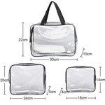 Tragbare, wasserdichte und transparente PVC-Reisetaschen mit Reißverschluss, Kosmetiktasche, 3er-Set in den Größen S, M und L