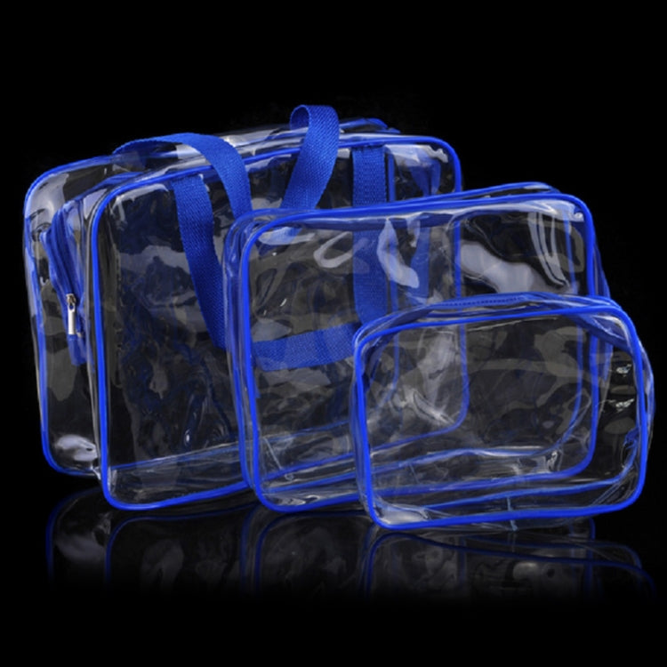 Tragbare, wasserdichte und transparente PVC-Reisetaschen mit Reißverschluss, Kosmetiktasche, 3er-Set in den Größen S, M und L