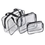 Tragbare, wasserdichte und transparente PVC-Reisetaschen mit Reißverschluss, Kosmetiktasche, 3er-Set in den Größen S, M und L