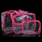 Tragbare, wasserdichte und transparente PVC-Reisetaschen mit Reißverschluss, Kosmetiktasche, 3er-Set in den Größen S, M und L