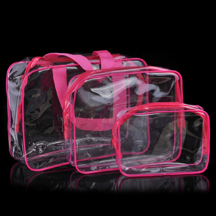 Tragbare, wasserdichte und transparente PVC-Reisetaschen mit Reißverschluss, Kosmetiktasche, 3er-Set in den Größen S, M und L
