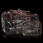 Tragbare, wasserdichte und transparente PVC-Reisetaschen mit Reißverschluss, Kosmetiktasche, 3er-Set in den Größen S, M und L