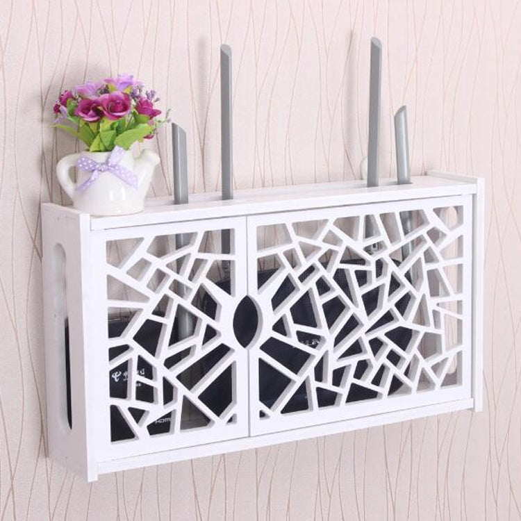 WLAN-Routerbox, PVC, Wandmontage, Regal, Hängebrett, Halterung, Aufbewahrungsbox, 41x23x8,5cm