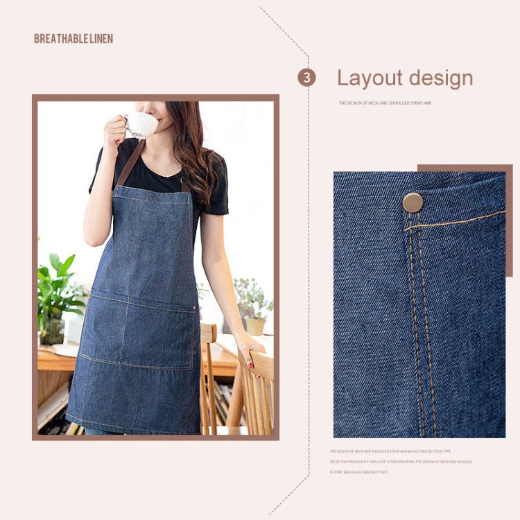 Ärmellose Jeansschürze, Halfter-Latzhose aus blauem Denim, 71x65cm