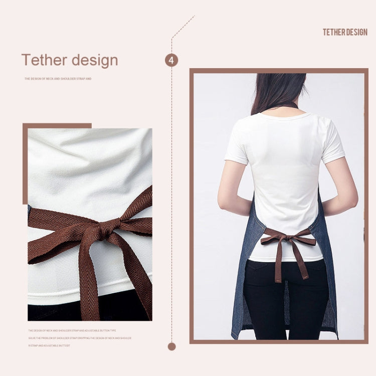 Ärmellose Jeansschürze, Halfter-Latzhose aus blauem Denim, 71x65cm