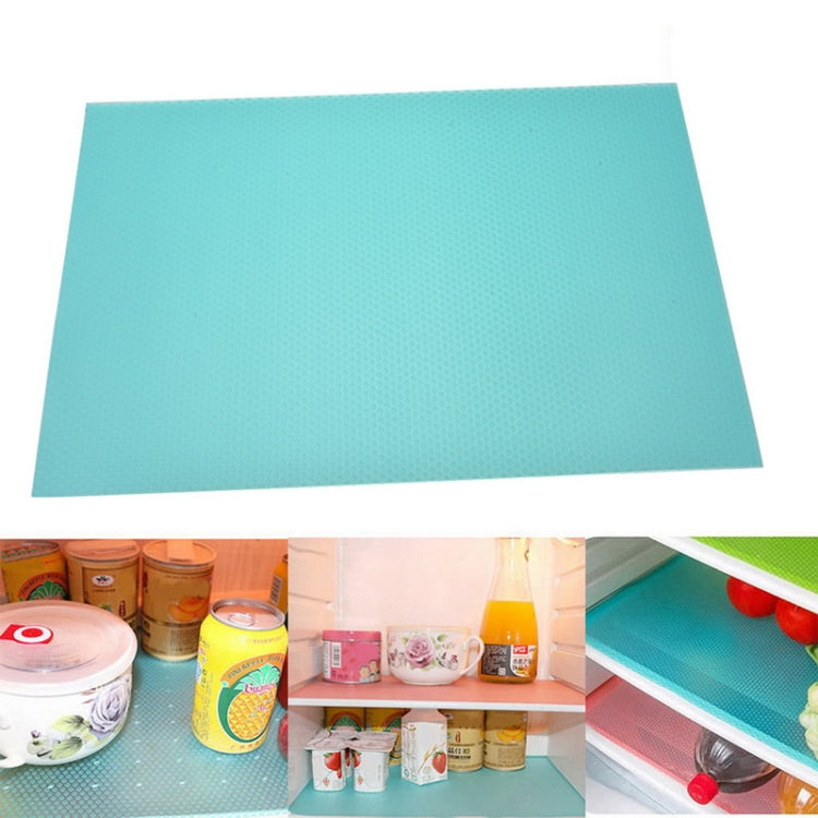 4 Stück / Set Umweltfreundliche wasserdichte waschbare antibakterielle Antifouling-Kühlschrankmatte, Transparentes Weiß, Transparentes Grün, Transparentes Pink, Transparentes Blau, Blau, Grün, Pink