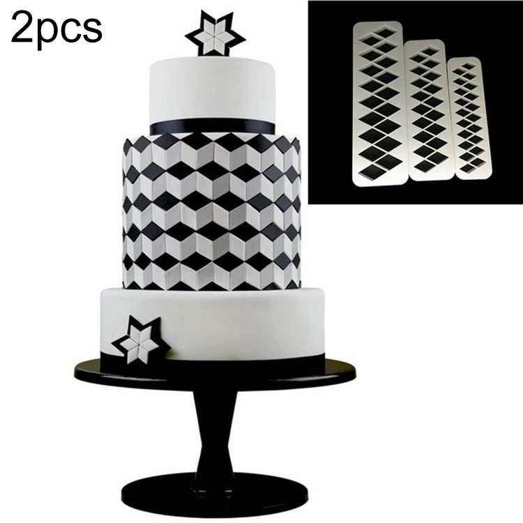 2 STK. Schokoladenkuchen, geometrisches Puzzle, geprägte Streifengrundform, grafisches Keksausstechwerkzeug, vierseitiger Diamant, Puzzle, Sechseck, Quadrat, regelmäßiges Dreieck, schräges Dreieck