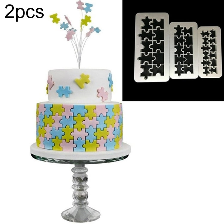 2 STK. Schokoladenkuchen, geometrisches Puzzle, geprägte Streifengrundform, grafisches Keksausstechwerkzeug, vierseitiger Diamant, Puzzle, Sechseck, Quadrat, regelmäßiges Dreieck, schräges Dreieck