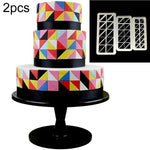 2 STK. Schokoladenkuchen, geometrisches Puzzle, geprägte Streifengrundform, grafisches Keksausstechwerkzeug, vierseitiger Diamant, Puzzle, Sechseck, Quadrat, regelmäßiges Dreieck, schräges Dreieck