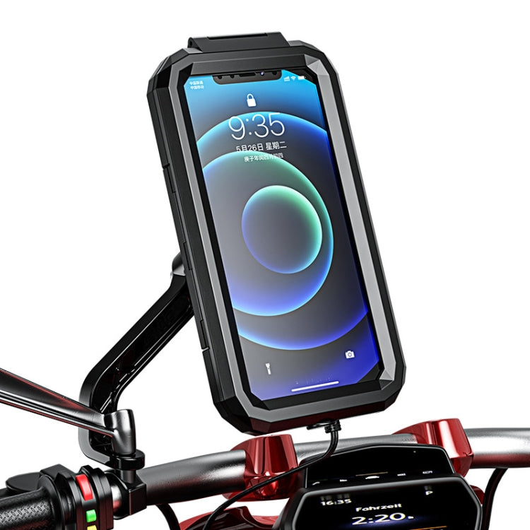 Kewig Fahrrad-Motorrad-Rückspiegel wasserdichte Box Touchscreen-Handyhalterung, kleine Rückspiegelmontage, große Rückspiegelmontage