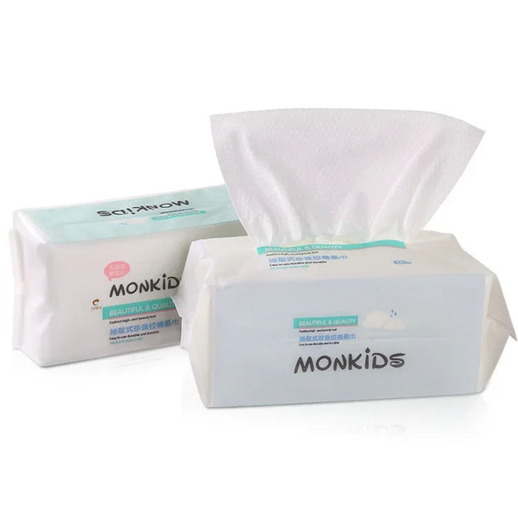 MONKIDS KS037 Einweg-Gesichtstuch, reine Baumwolle, verdicktes Perlen-Reinigungstuch, 100 Blatt, Perlenstruktur