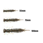 15 Stück 8-farbige Larven Silikon-Softköder, 55MM, 75MM, 100MM