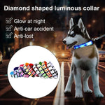 Wiederaufladbares LED-Leuchthalsband mit Karomuster für kleine und mittelgroße Hunde, Größen L und XL