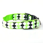 Wiederaufladbares LED-Leuchthalsband mit Karomuster für kleine und mittelgroße Hunde, Größen L und XL