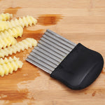 LsCook Pommes Frites Schneider Edelstahl Sägeblatt Gezackter Schneider Obst- und Gemüseschneider Wellenmesser Küchengeräte Zubehör, Stil 3