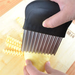 LsCook Pommes Frites Schneider Edelstahl Sägeblatt Gezackter Schneider Obst- und Gemüseschneider Wellenmesser Küchengeräte Zubehör, Stil 3