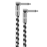 2 Winkelstecker 6,35mm Gitarrenkabel sauerstofffreier Kupferkern TS großes zweikerniges Kabel, 0,15m, 0,3m, 0,5m, 1m, 1,5m, 2m, 3m, 5m, 8m, 10m