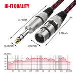 Rot und Schwarz Netz TRS 6,35mm Stecker zu Caron Buchse Mikrofon XLR Balanced Kabel, 0,5m, 1m, 1,8m, 3m, 5m, 8m, 10m, 12m, 15m, 20m, 25m, 30m